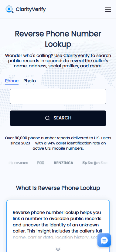 ClarityVerify búsqueda inversa de números de teléfono
